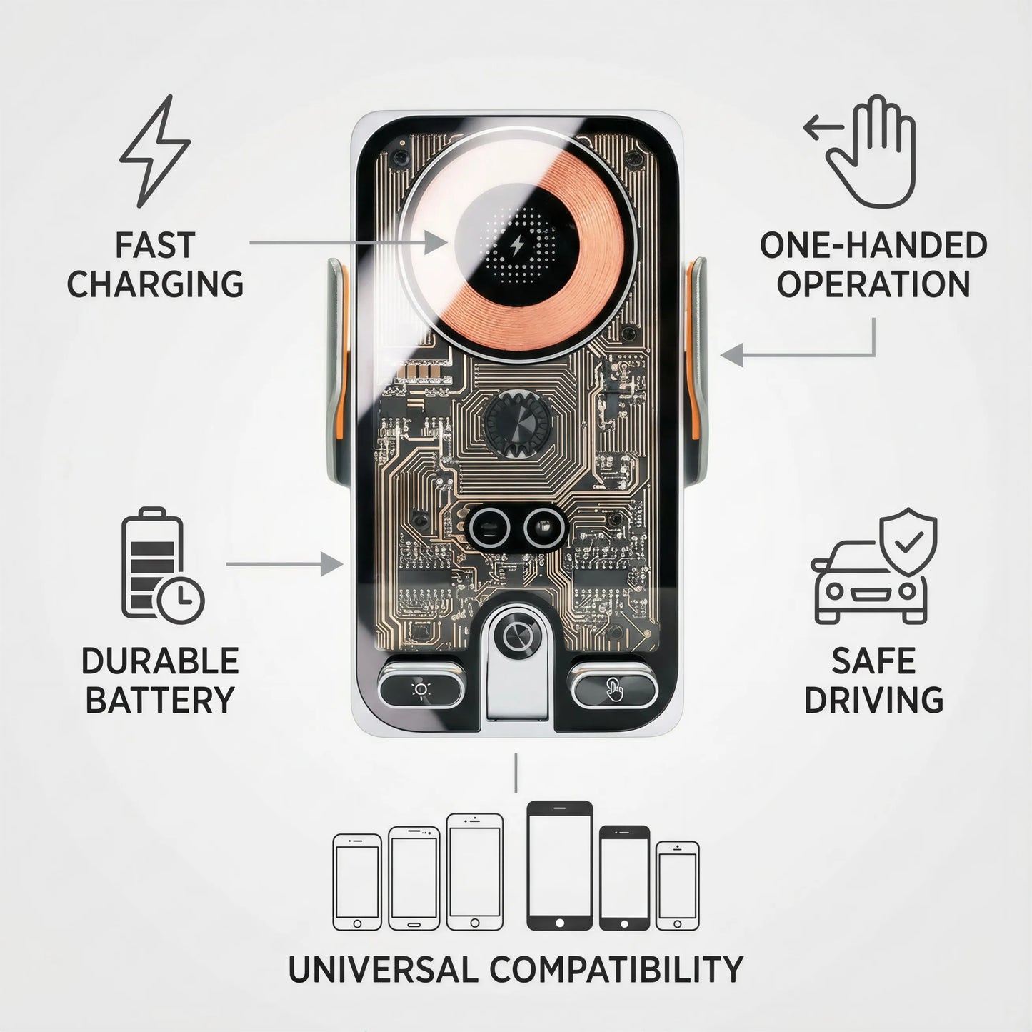 For Jaecoo J8 2024 2025 2026 Car Phone Holder Screen Fixed Clip Wireless Charger Phone Mount Qi Car Phone Charger Mounts Base