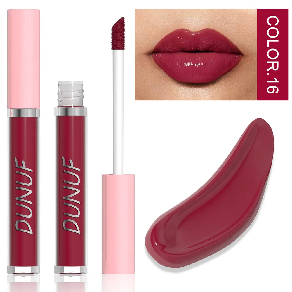DUNUF High Quality Mirror Gloss Herorange Lipstick Lip Gloss Make-up Lightly Glass Moisturizing Plump Lip stick Lipgloss Gifts