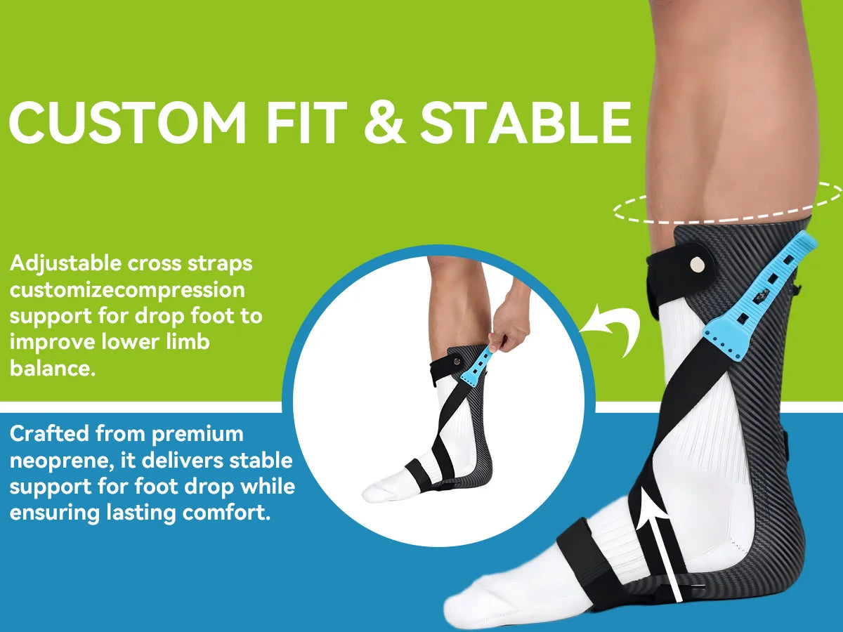Lightweight Comfort AFO Brace for Foot Drop - Ankle Foot Orthosis Support for Stroke, Nerve Injury in Men & Women