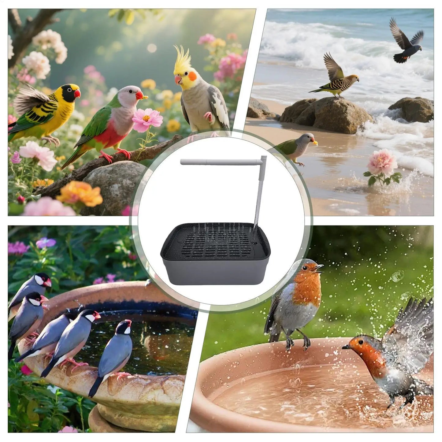 2026 New Automatic Parrot Bird Bath Tub USB Electric Pet Circulating Water Bathtub Shower Fountain Pet Supplies