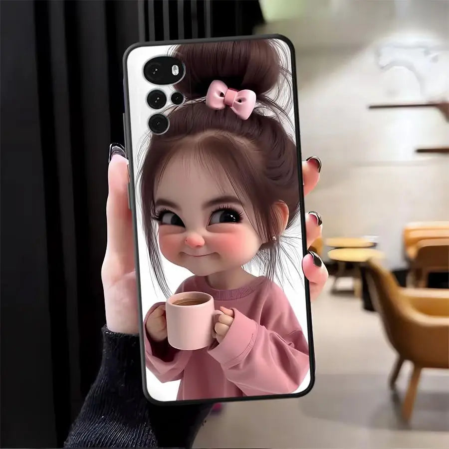 Cartoon Girl Pattern Phone Cover Case for Motorola Moto G50 G60s G32 G71 G52 G22 Edge40 G53 G30 Edge 20 Pro 30 Lite G51 G73