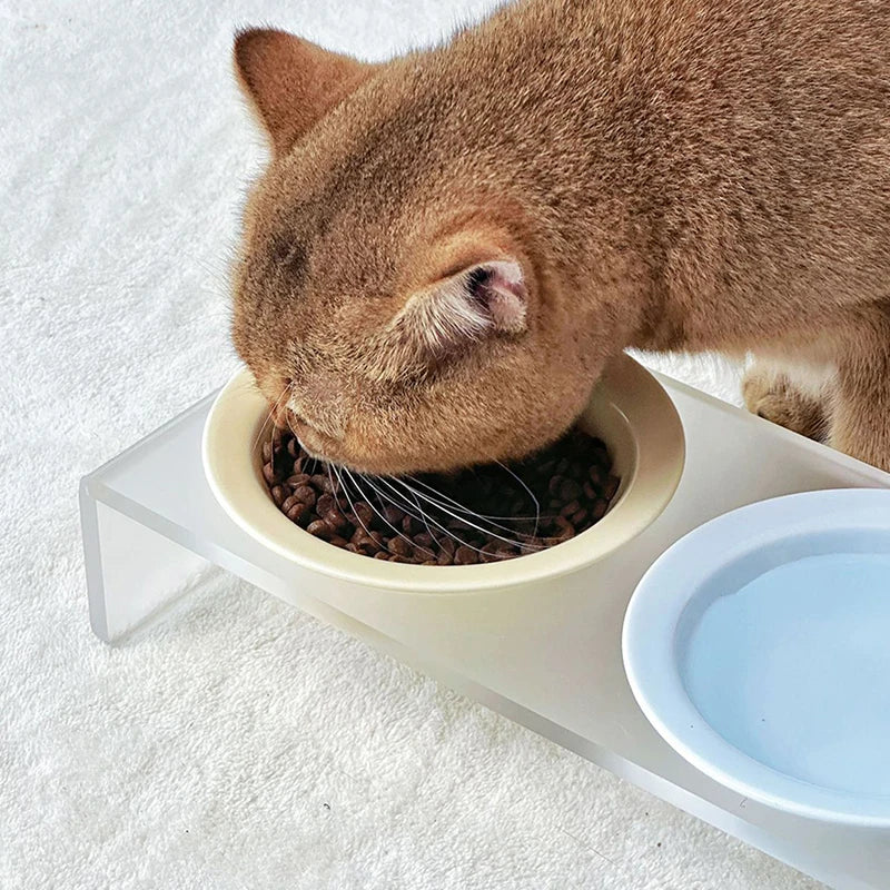 【E】Ceramic Pet Cat Bowl Pet Drinking Water Feeding Bowl Ceramics Cat Food Dog Food Utensils Cat Dog Pet Supplies Accessories