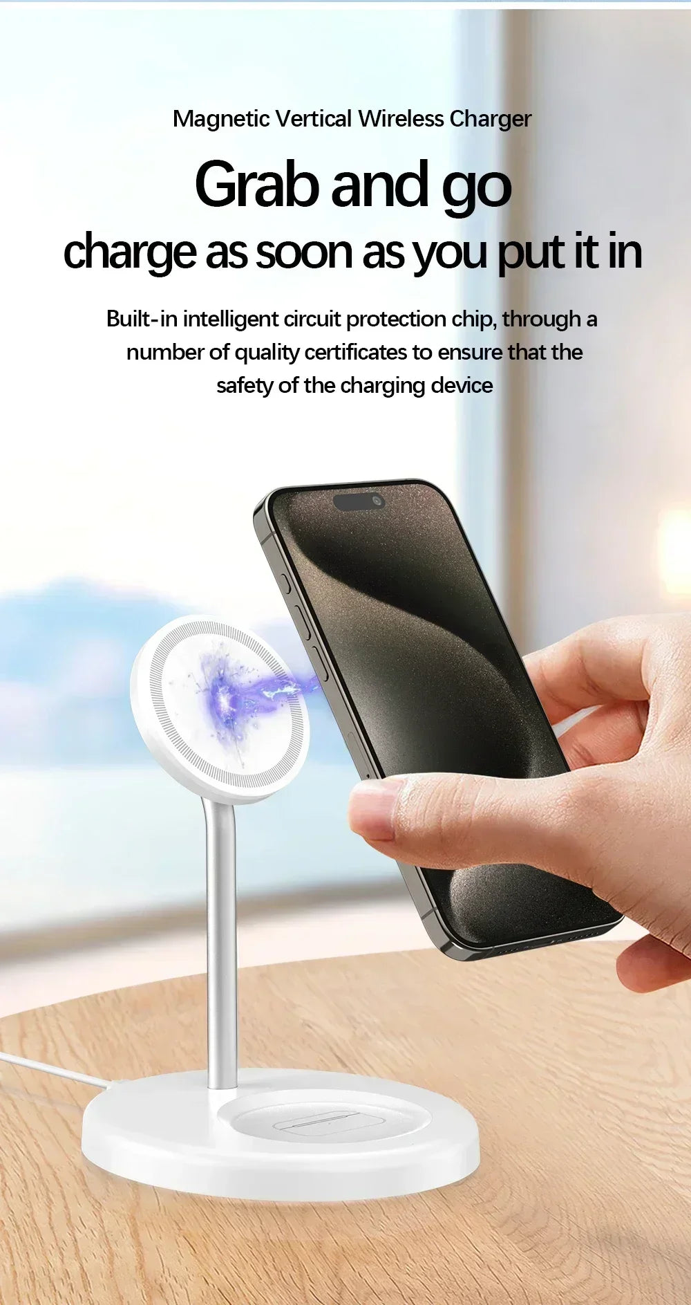 2-in-1 Magnetic Wireless Charger Stand for iPhone 17 16 15 14 13 12 AirPods 4/3 Pro for MagSafe Fast Wireless Charging Stantion