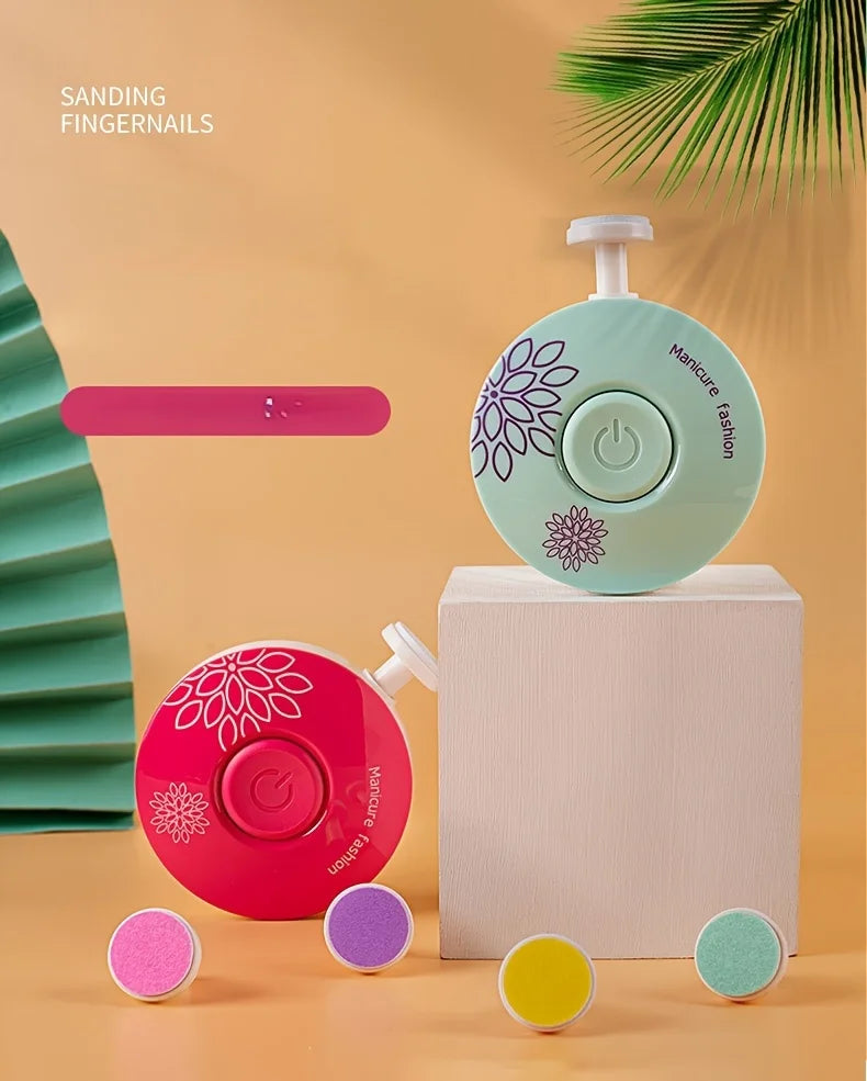 Baby Electric Nail Trimmer 6 Replaceable Heads Gentle Newborn Care Safe Quiet Nail File for Infant Toddler Soft Grinding