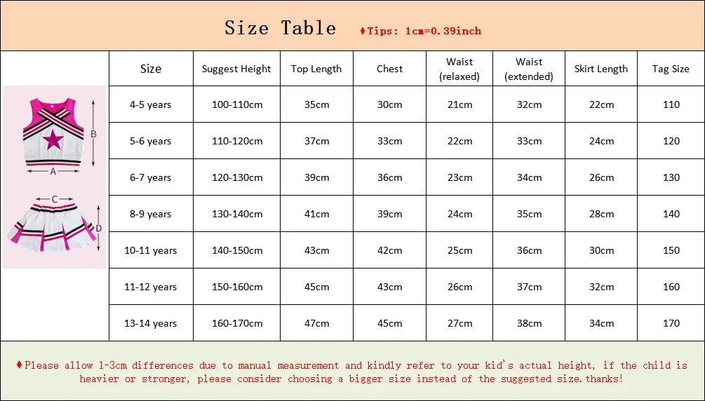 LOlanta 4Pcs Girls' Cheerleading Costumes with Socks Kids School Performance Cheerleader Outfit Halloween Fancy Dress Up 4-14Y