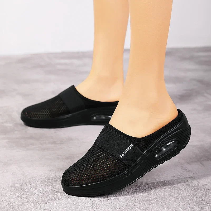 Air Cushion Slip-On Women Walking Shoes Orthopedic Diabetic Ladies Platform Mules Mesh Lightweight Slippers Wedge Female Sneaker