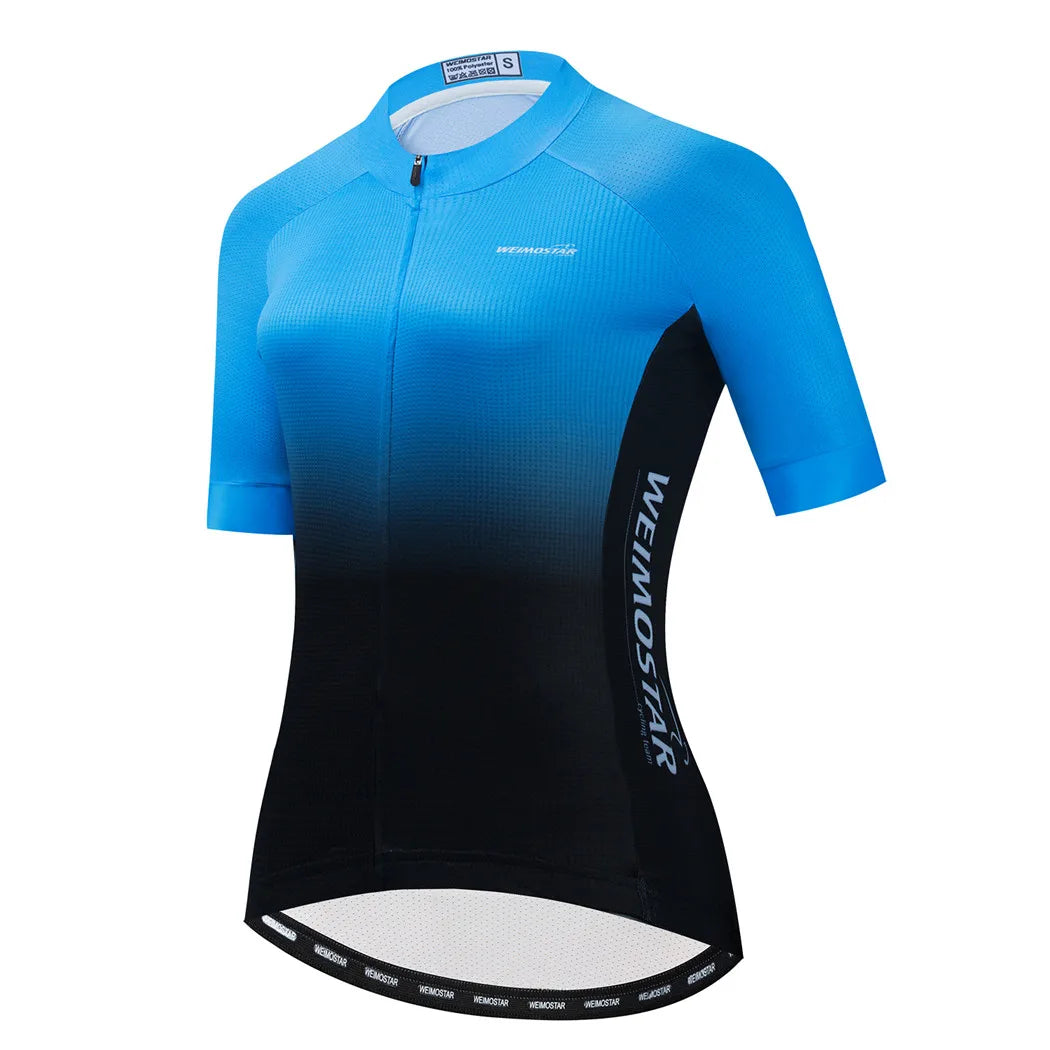 Blue Black Womens Cycling Jersey Pro Team Cycling Clothing Summer MTB Bike Jersey Breathable Bicycle Shirt Maillot Ciclismo