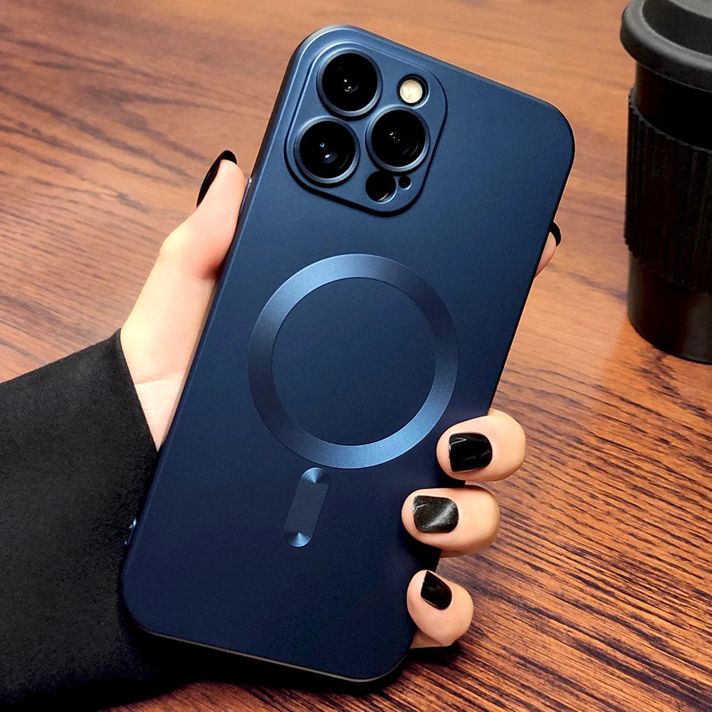 Luxury Soft TPU Matte Case For iPhone 16 15 14 13 12 11 Pro Max Plus 15Pro IPhone15 For Magsafe Mag Safe Wireless Charge Cover