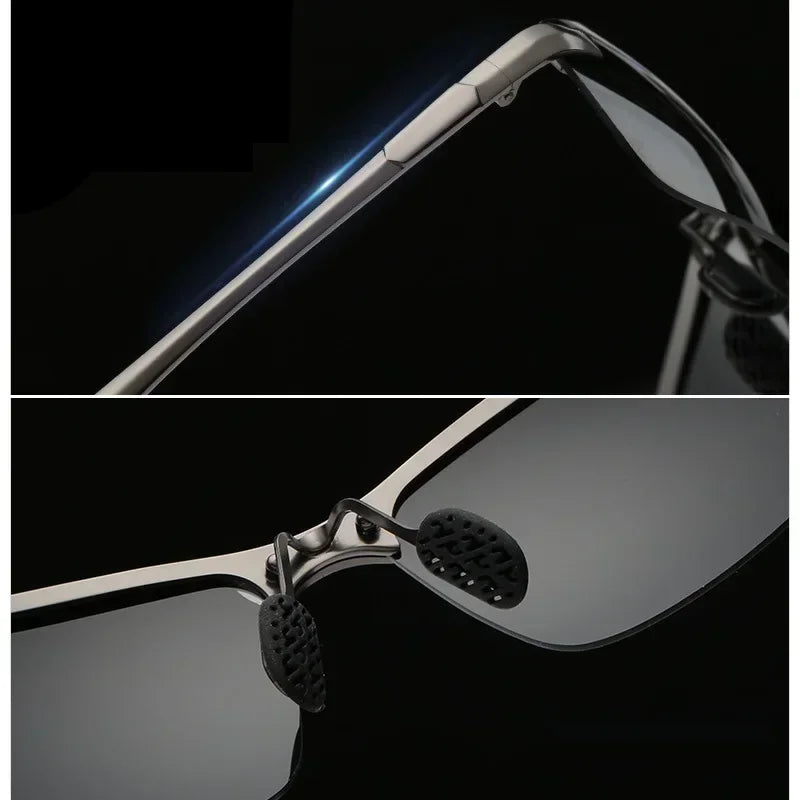 Men Photochromic Polarized Sunglasses Day Night Dual Use Color Changing Driving Fishing  Anti Glare UV Night Vision Glasses 1PC