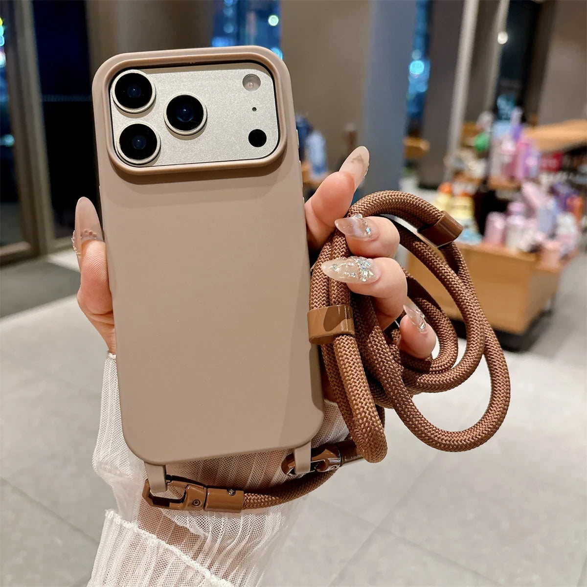 Silicone Phone Case for IPhone 17 Air 16 16E 15 14 Plus 11 13 12 Mini Pro Max Crossbody Lanyard Candy Color Soft TPU Back Cover