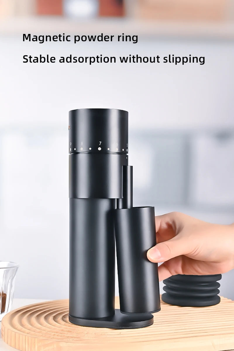 New Black Aluminum Electric Automatic Burr Mill Grinder Adjustable Stainless Steel Blades Coffee Grinder