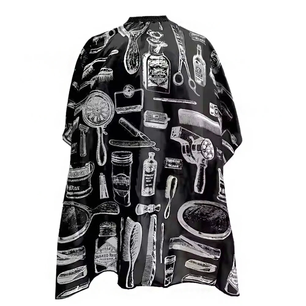 Vintage Print Waterproof Hair Cutting Cape with Soft Neck Duster Brush, Professional Barber Gown and Neck Brush Kit for Salon
