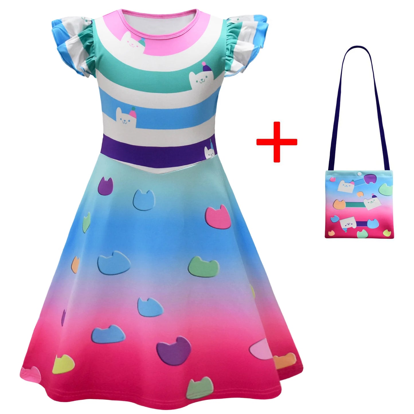 Vestido De Gabby's Dollhouse Clothes Kids Gabbys Cats Cosplay Costume Toddler Girls Carnival Birthday Party Dress with Headband