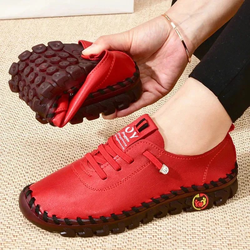 2025 Women Sneakers Platform Shoes Leather Patchwork Casual Sport Shoes Ladies Outdoor Running Vulcanized Shoes Zapatillas Mujer