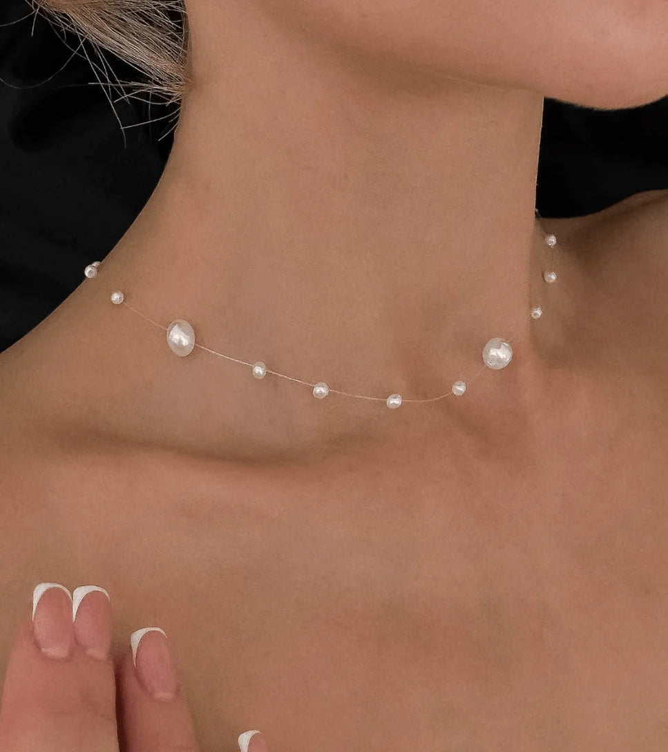 Elegant Cute  White Imitation Pearl Beads Choker Clavicle Chain Necklace For Women Wedding Jewelry Collar 2023 New