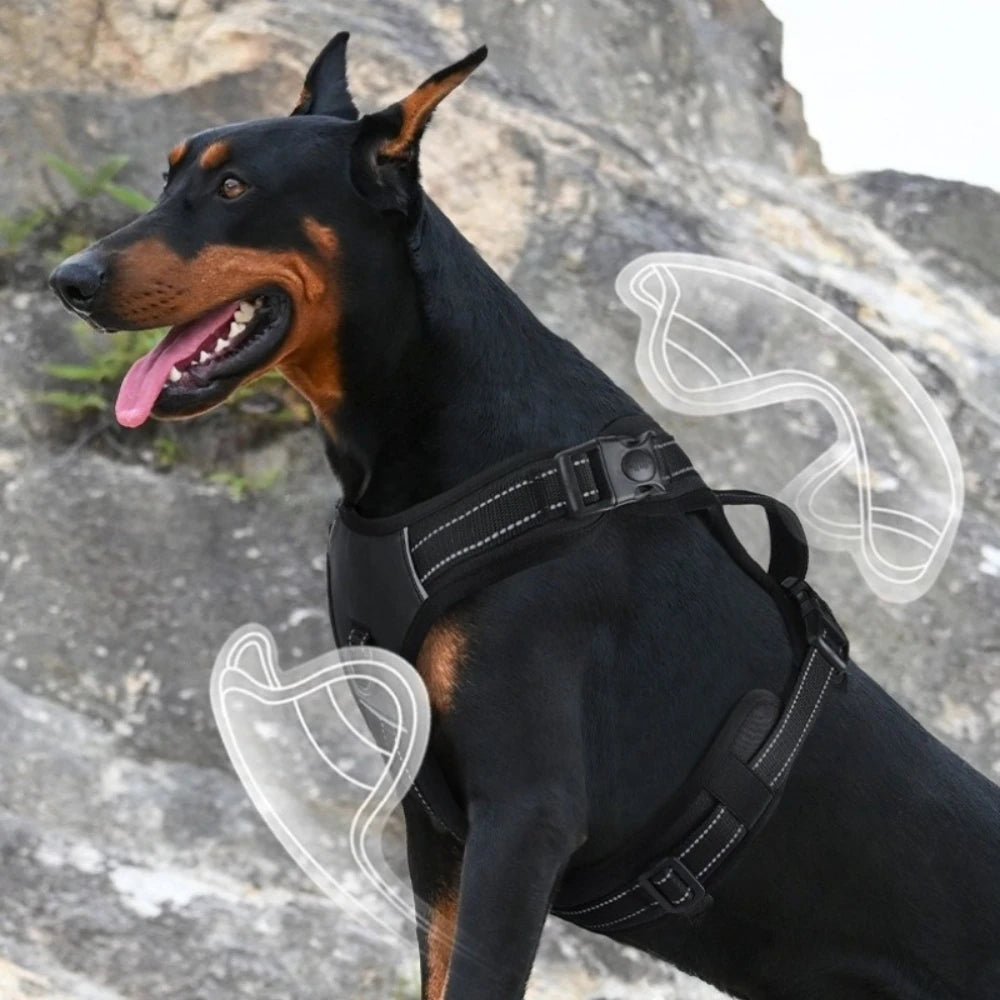Tactical No-Pull Dog Harness with Handle & Reflective Strips - Padded Vest for Control, Anti-Pull Walking, and Outdoor Safety