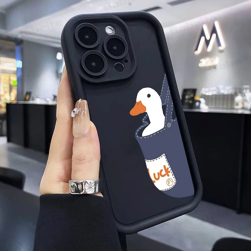 Cartoon Duck Goose Phone Case for iPhone 17e 17 16e 16 15 14 13 12 11 Air Pro Max Mini XR XS X 7 8 6 6s Plus Soft TPU Back Cover