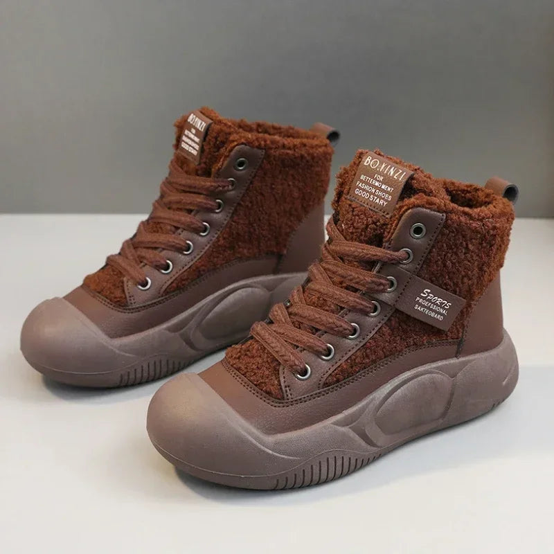 Women's Winter Sports Shoes Fashion Warm High Sneakers Woman Ankle Snow Boots Ladies Casual Sport Skateboard Safety Padded Shoes