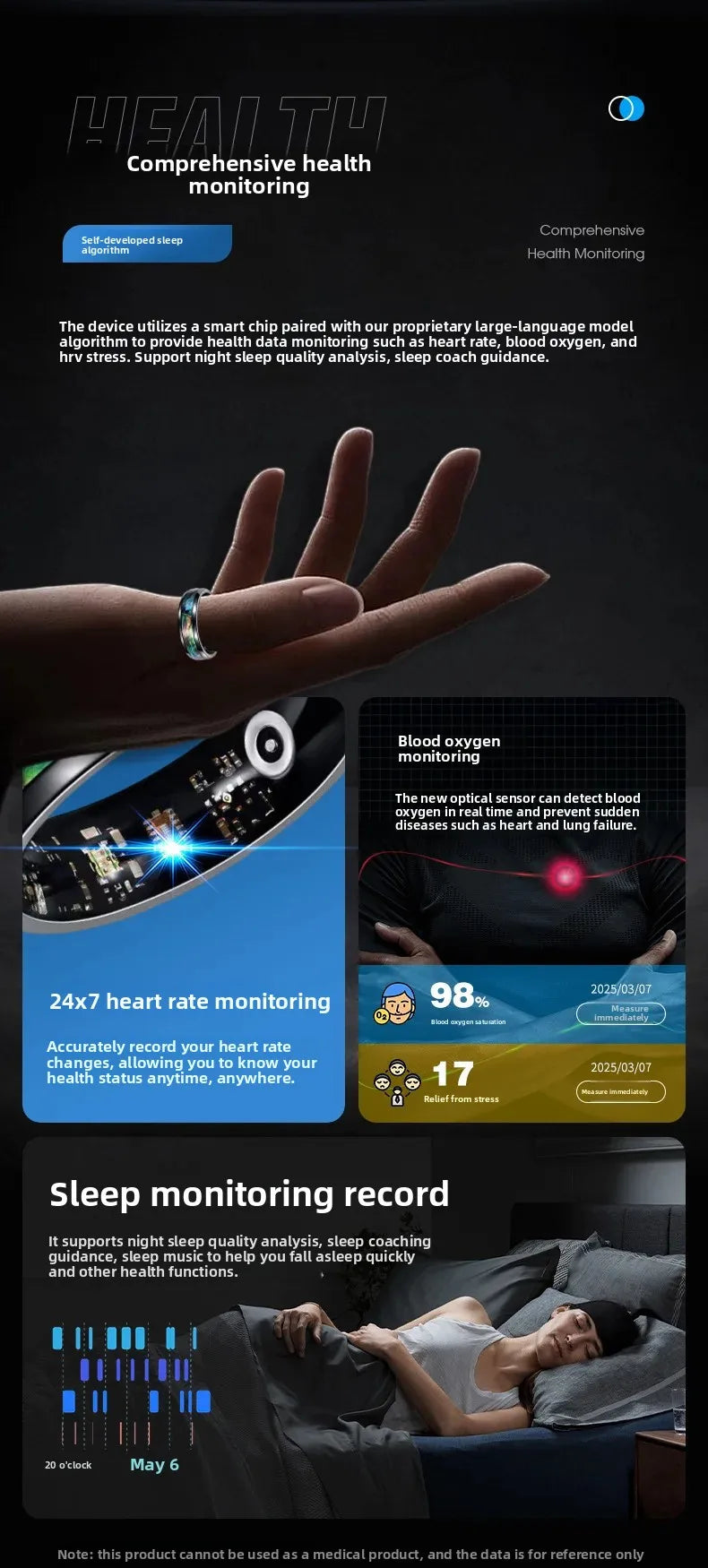 Colorful Abalone Shell Smart Ring Fitness Tracker Heart Rate Blood Oxygen Sleep Health Monitor Intelligent Jewelry Accessories