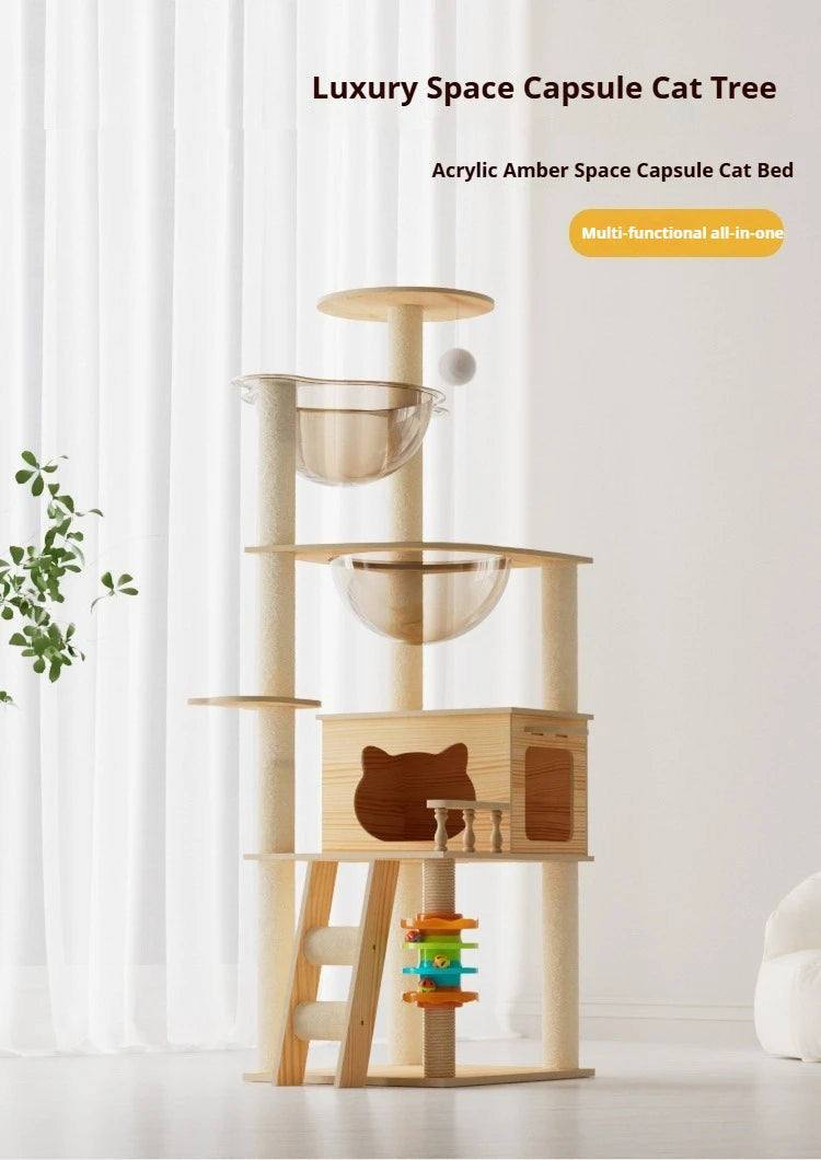 Cat climbing frame, cat villa, cat nest, cat scratching board, cat tree, pet cat toy, pet spacecraft, universal for all seasons