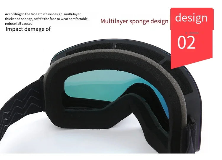 Adult Ski Snowboard Goggles Unisex Double Anti-Fog UV400 Cylindrical Lens Skiing Eyewear Mask Snow Protection over Glasses