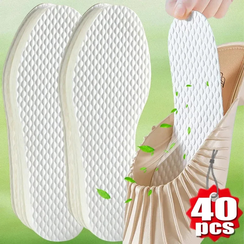 20pairs Men Women Summer Sports Disposable Breathable Sweat Absorbing Deodorant Insoles for Shoes Non Slip Cushion Comfortable
