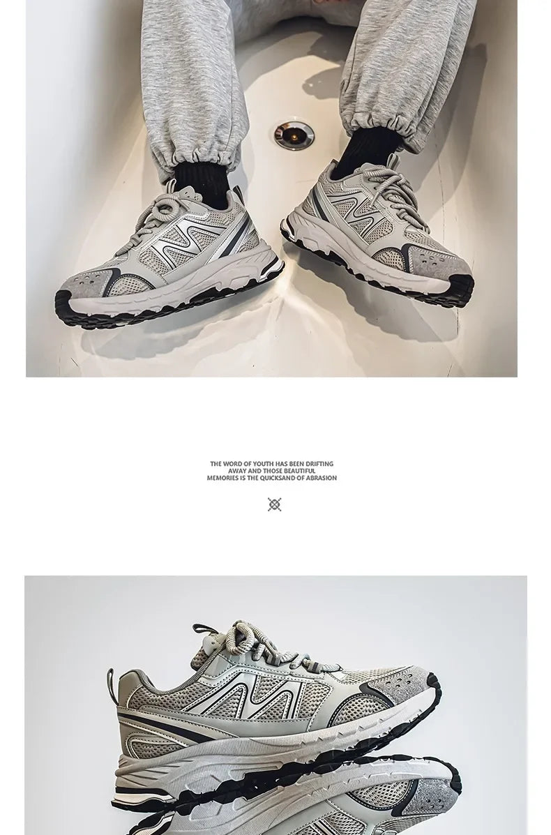 Breathable Outdoor Men's Sport Shoes Summer Trend Dad Sneakers Student Casual Rubber Sole EVA Insole Cotton Lined Net Mesh