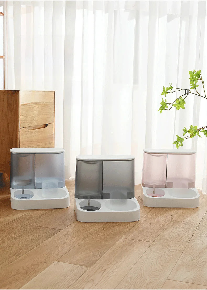 Automatic Dog Water Feeder Integrated Large 2.8L Capacity Transparent Visual Food Storage Bowl Pet Dog Cat Bowl