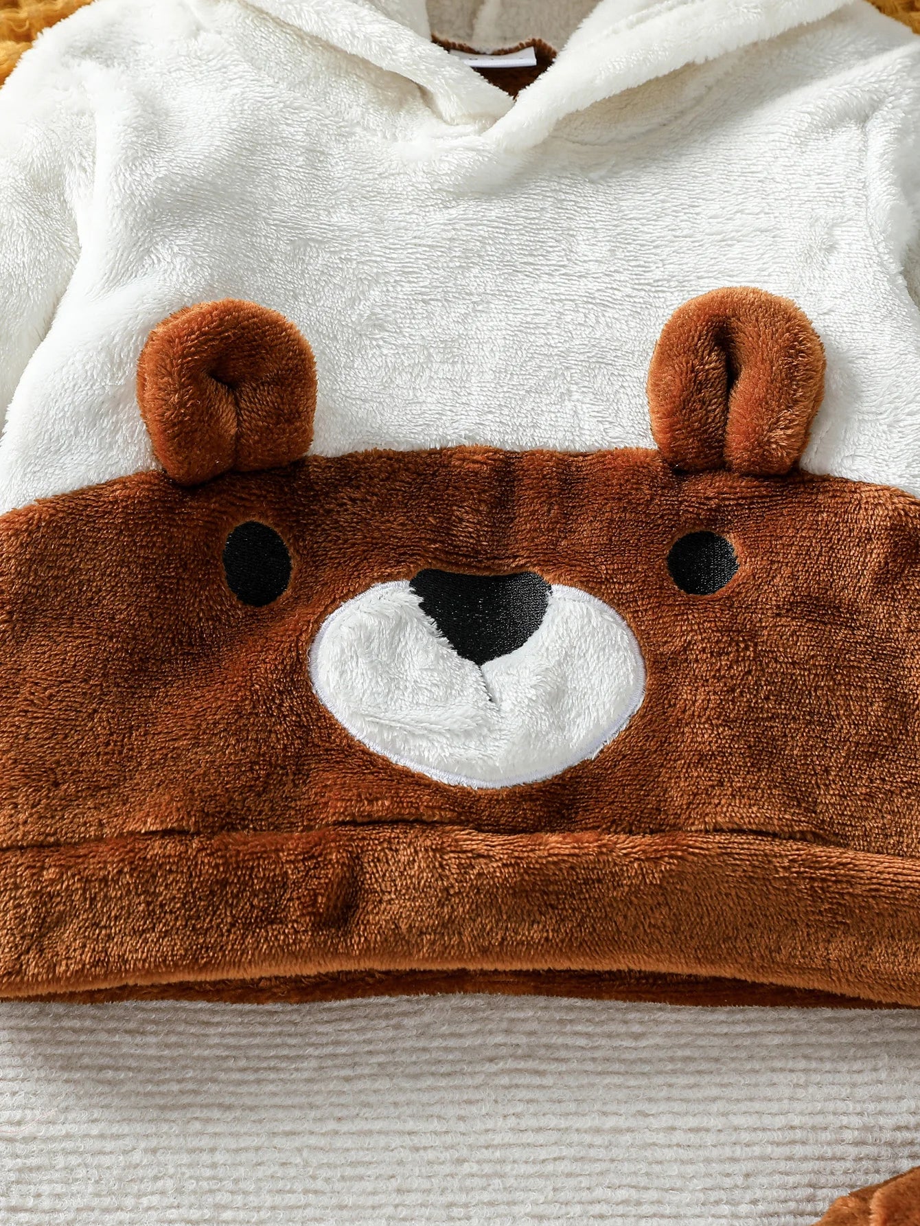 2025 New Fashion Baby Boy Girl /Unisex Winter Casual Daily Warm Cute Little Bear Fur Thick Design Suitable For 3-24M 2-Piece Set