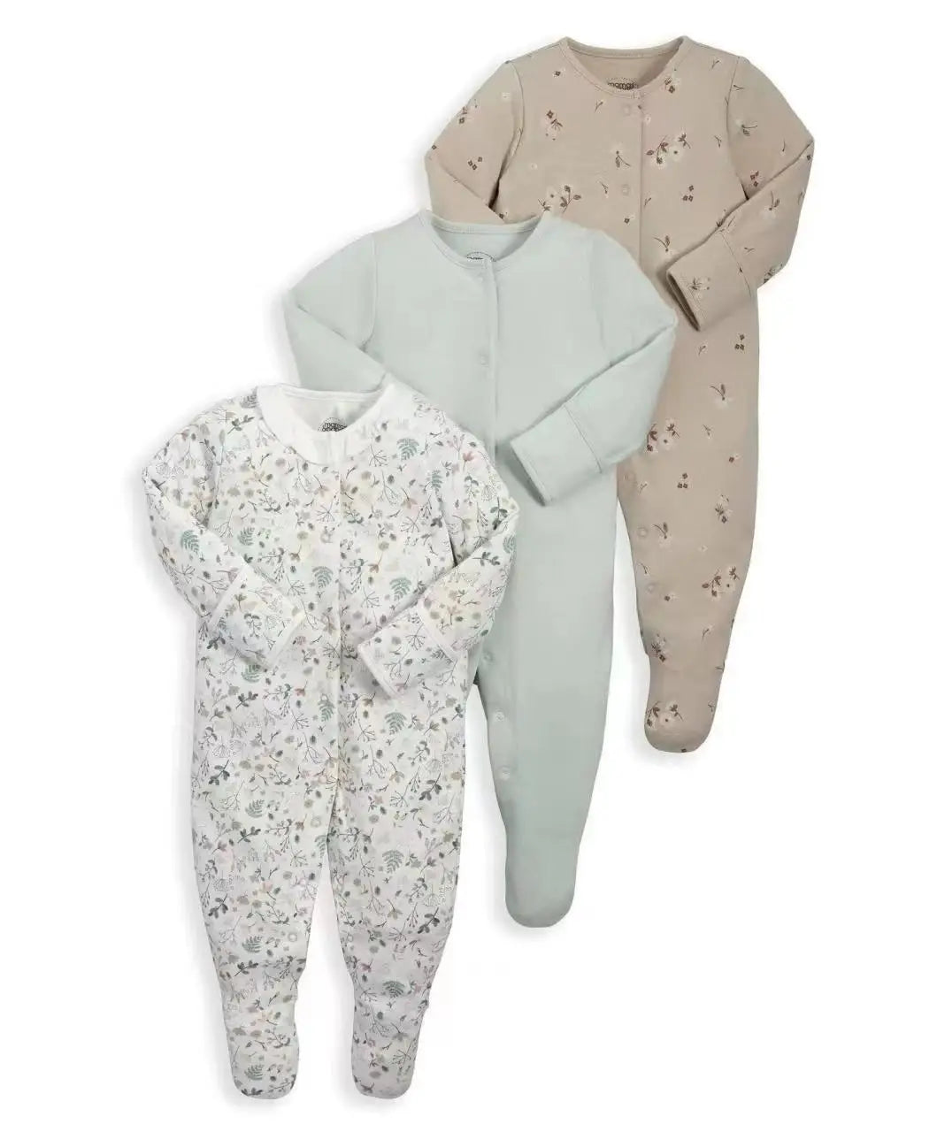 3pcs/Lot Cotton Soft Baby Romper Jumpsuit for Boys Girls with Zipper Footed Long Sleeve Pajama Sleepsuit Outfit Infant Clothes