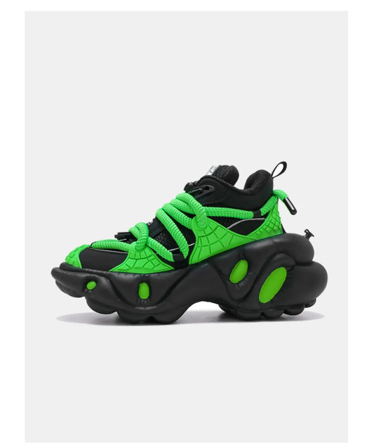 Super Soft Thick Sole Women/men Sport Shoes Lace Up Breathable Mesh Sneaker Casual Black/green Dad Shoes Platform Fashion Shoes