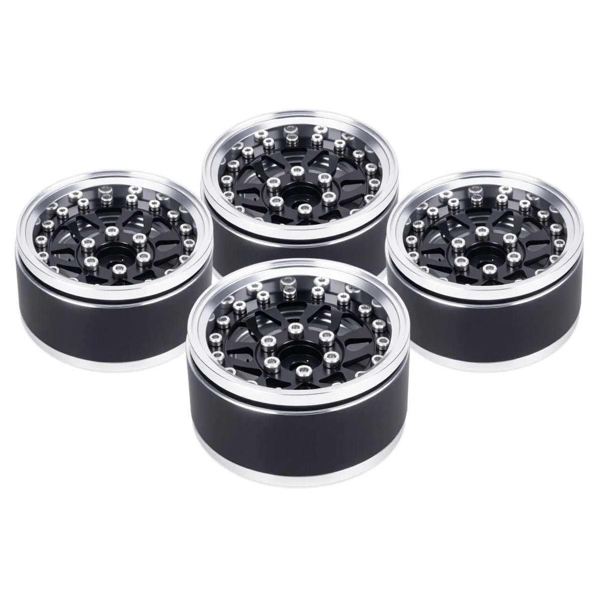 4Pcs 1.9 Aluminum Beadlock Wheel Rims Adjustable Offset 12mm Hex for 1/10 RC Crawler Car TRX4 TRX6 SCX10 90046 GEN7 8 D90 Parts