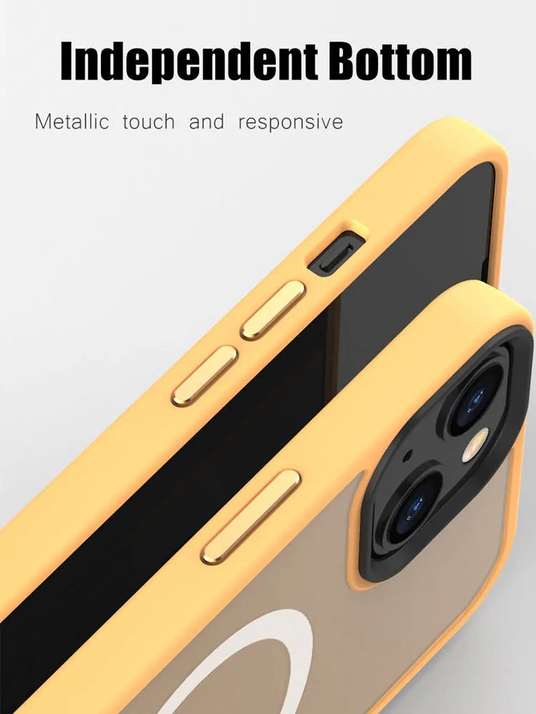 Matte Transparent Case For iPhone 13 12 15 16 17 14 Pro Max Air Cover For MagSafe Wireless Charger Protection Shell Shockproof