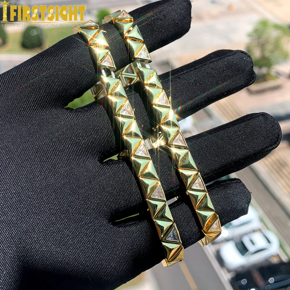 New Iced Out Bling CZ Geometric Stretchy Stretch Double Tennis Chain Bracelet Adjusted Size Bangle For Women Fashion Jewelry