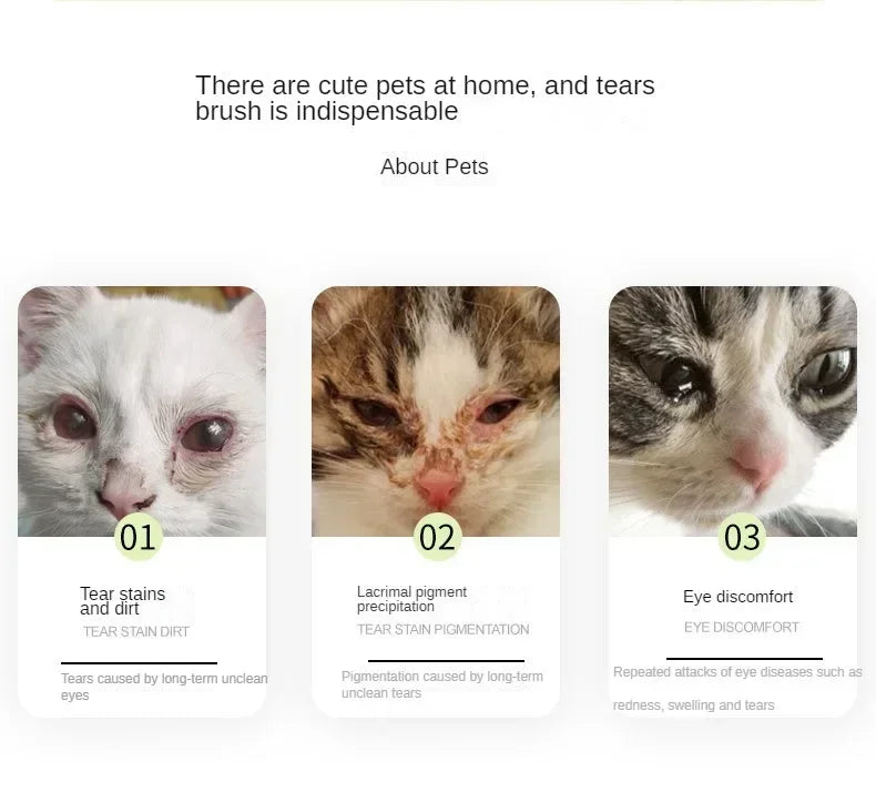 1-20PCS Pet Tear Stain Removal Brush Eye Cleaning Tool Tear Stain Powder Brush Eye Poo Brush for Dog Cat Grooming Makeup Use