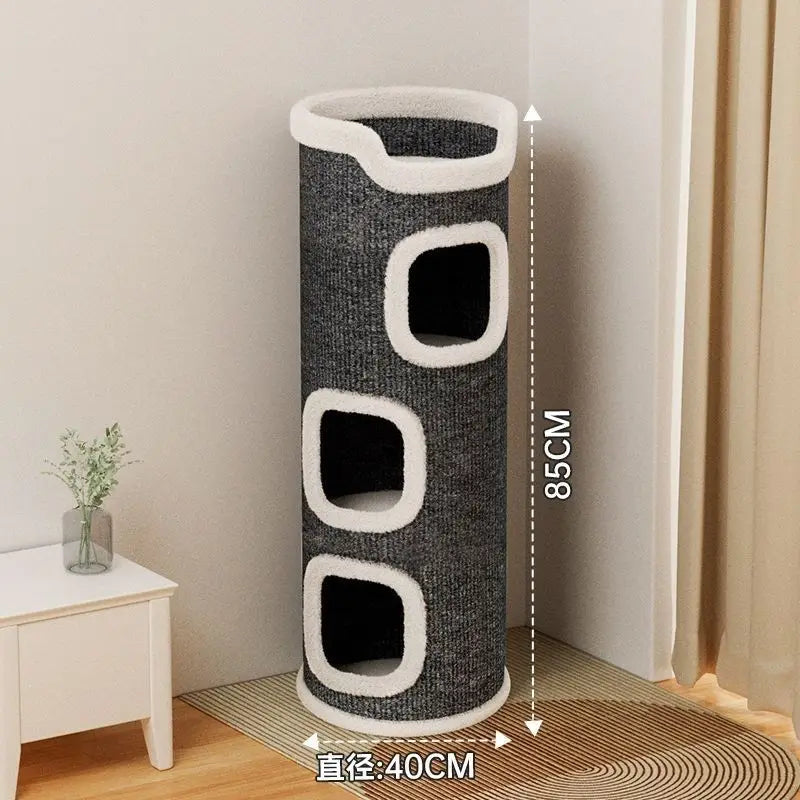 Cat House with Cozy Large Condos Spacious Cat Bed with Luxury Flower Perch Pompom Ball Cat Furniture for Indoor Cat Toys