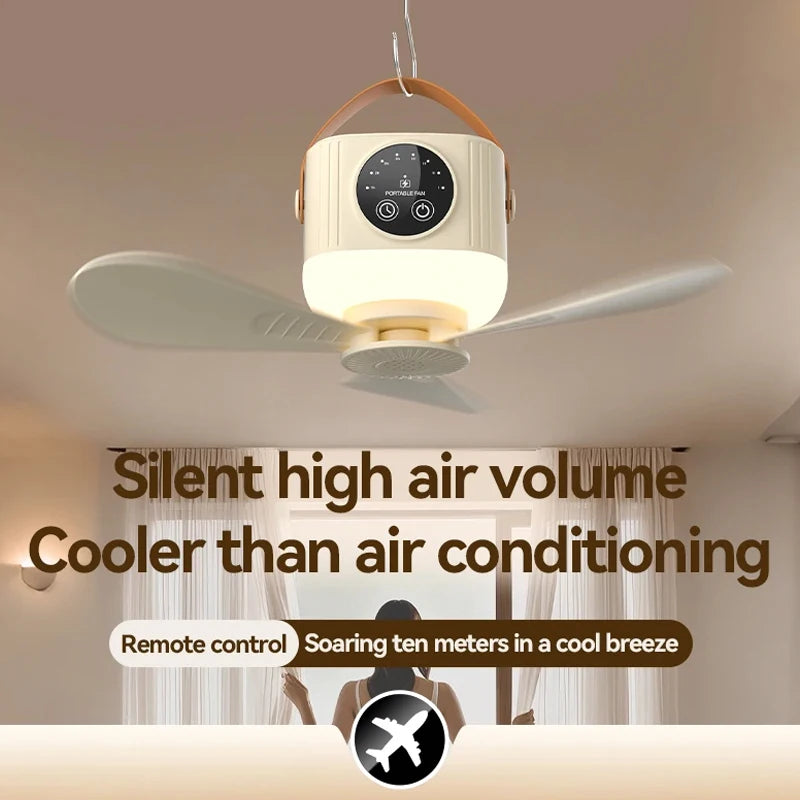 Portable Outdoor Camping Tent Fan New Remote Control Household Ceiling Fan Lighting Durable Rechargeable 3600mah