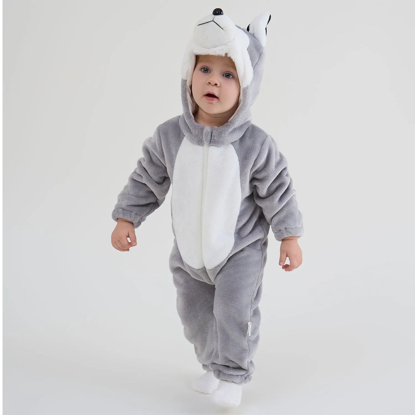 Umorden Animal Dog Husky Romper Costume Kigurumi Jumpsuit Onesies for Baby Boys Infant Toddler Flannel Halloween Fancy Dress