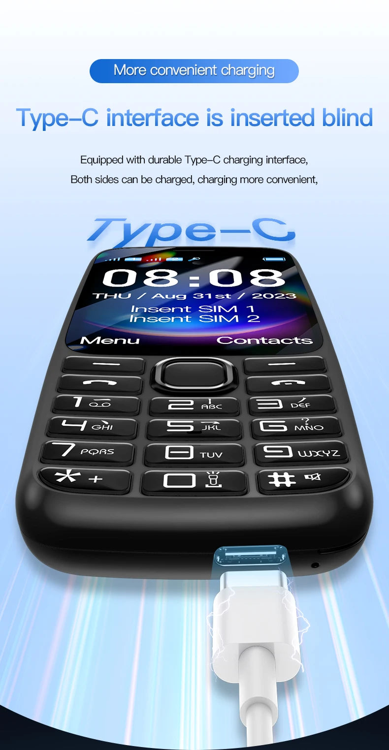 C99(H11) 4G Button Phone 2.4inches TFT Screen Dual SIM Dual Standby Voice King Alarm Clock 1500mAh Battery Torch CellPhone