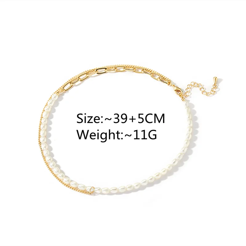 Fashion Splicing Chain Necklaces White Imitation Pearl Choker Necklace For Women Trend Elegant Jewelry Wedding Gifts