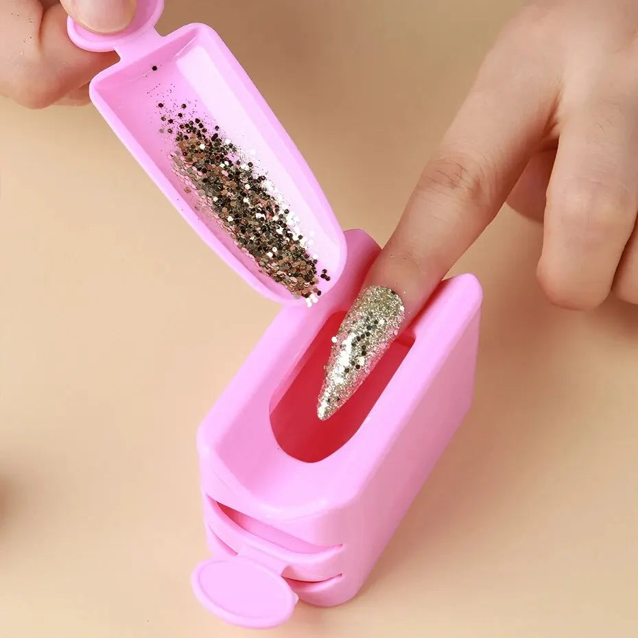 Double Layer Nail Glitter Powder Recycle Box Nail Tool Dust Collector Sequin Rhinestone Container Holder Manicure Storage Case