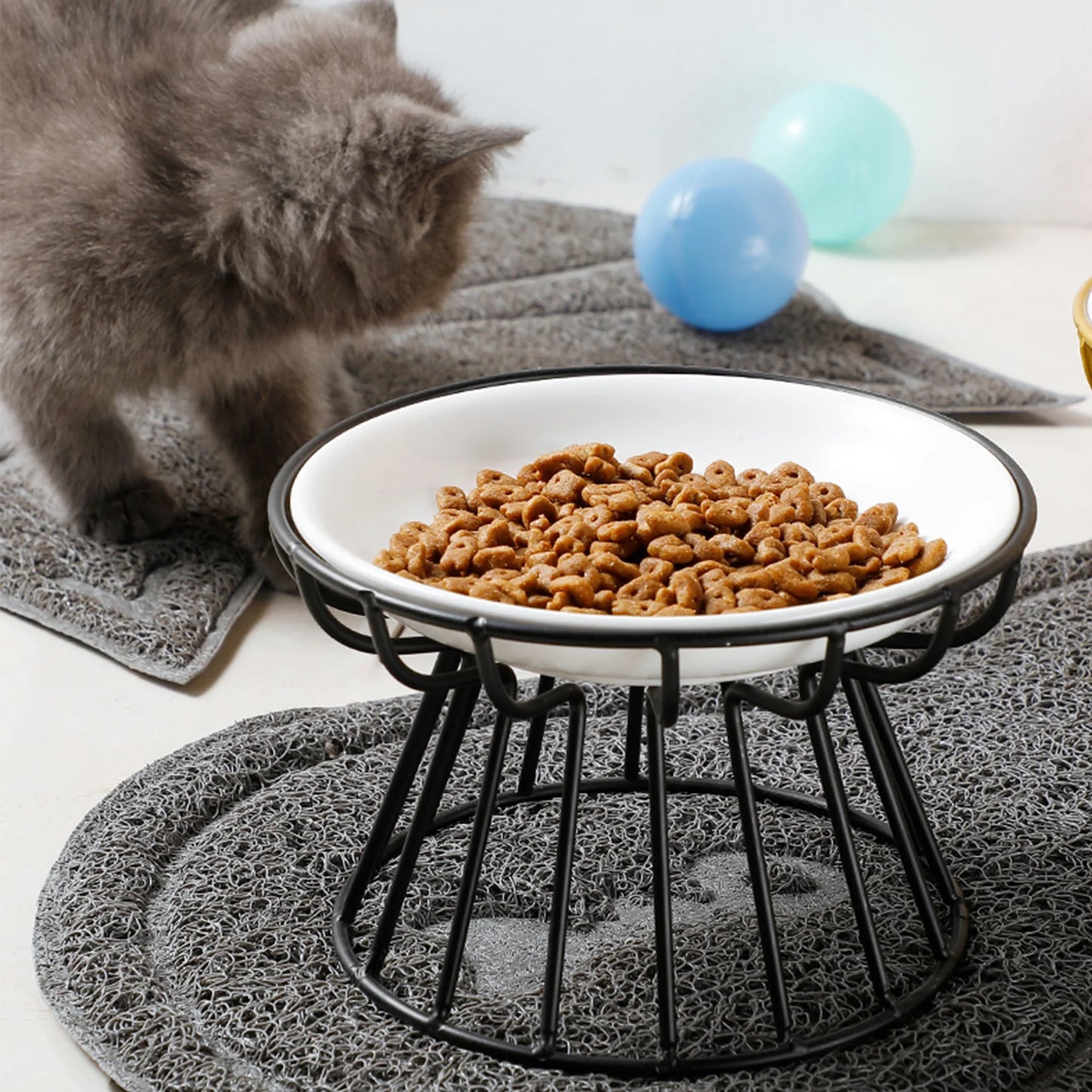 1pcs Ceramic Cat Food Bowl Wide  Safe Pets Water Food Bowls Non Slip Shallow Dish for Kitten Puppy Food Water Feeding