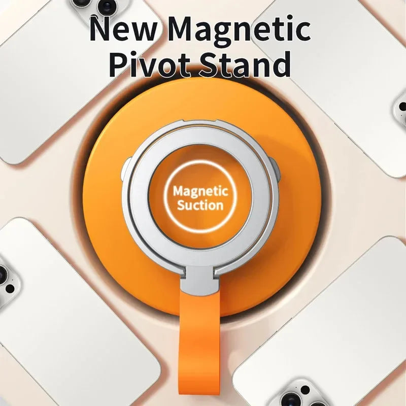 Magnetic Phone Ring Holder for iPhone Series MagSafe Stand Ultra-thin Folding Can Charge Wirelessly Grip With Lanyard Universal