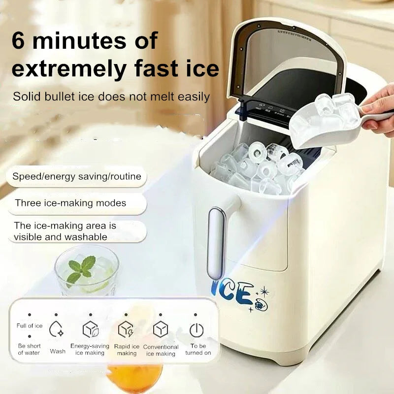 Mini Ice Maker Machine for Home Dorm Student, Portable Automatic Ice Maker with Small Power, Compact Countertop Ice Cube Maker,