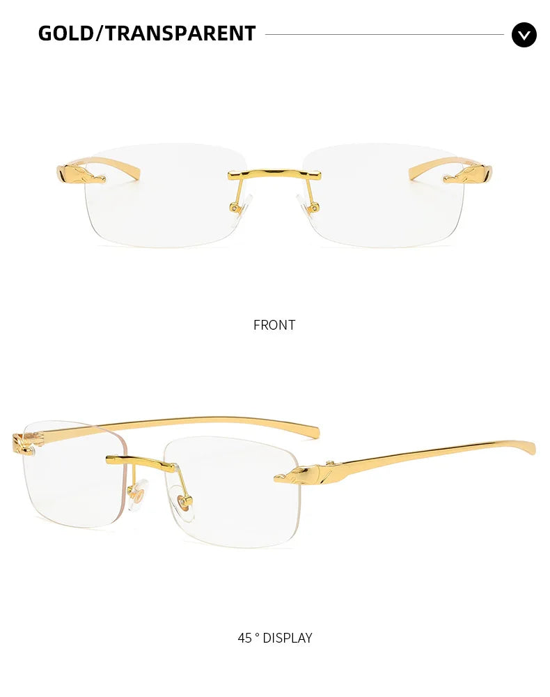 Fashion Vintage Rimless Square Sunglasses Women Men Luxury Brand Designer Popular Travel Driving Metal Small Sun Glasses