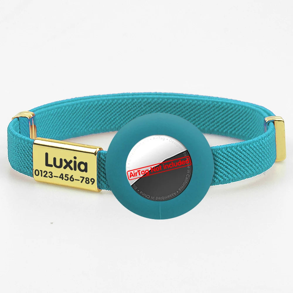 Cute Breakaway Cat Collar with Customized Name Tag Elastic GPS Tracker Kitten Collar with Air Tag Holder Adjustable Pets Collars