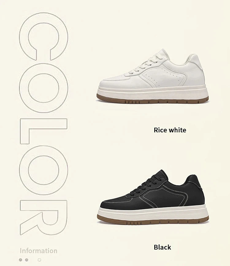 Men's Invisible Height Increasing Elevator Shoes Lace-up Sporty White Sneakers 8/10cm Taller Size Plus Invisible Elevate Shoes