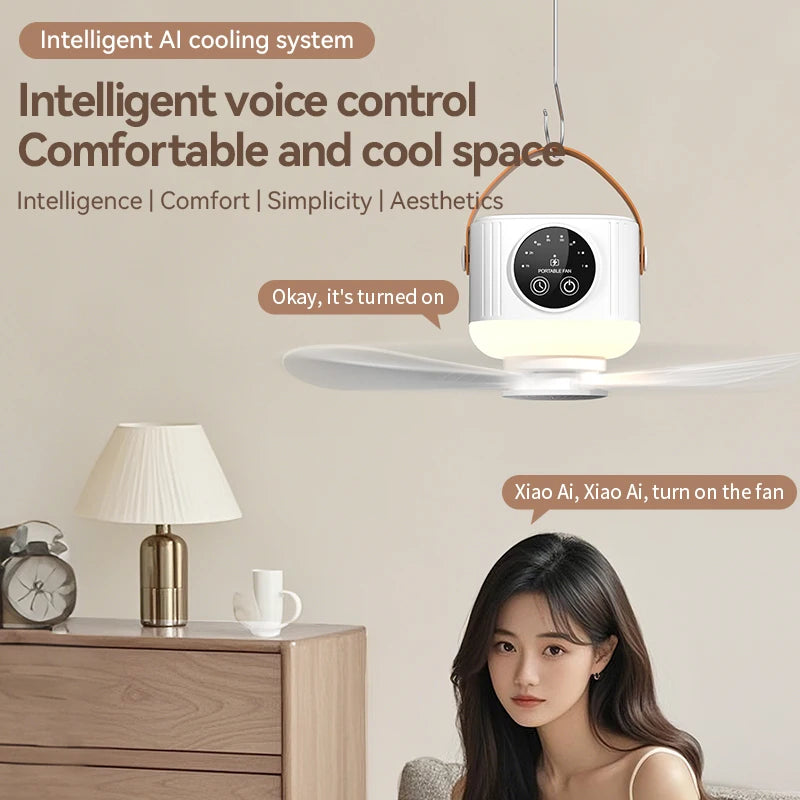 Portable Outdoor Camping Tent Fan New Remote Control Household Ceiling Fan Lighting Durable Rechargeable 3600mah