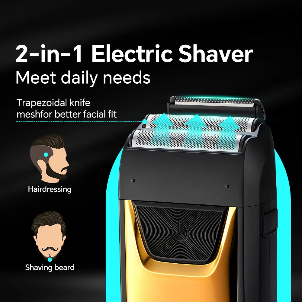 USB men's electric LED digital portable shaver with built-in rear blade for shaving hair and sideburns, compact shaving