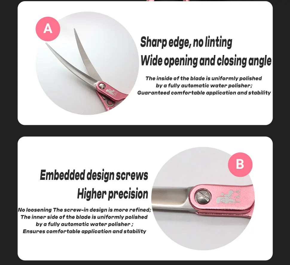 TAA Dog Scissors Professional Pet Grooming Scissors 6 Inch Curved Scissors for Dog Cat Grooming Shears Ultra-Light Cutter H-01